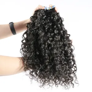 Extension de cheveux naturels indiens, bande rigide en cheveux Remy bouclés, bruts, 20 cm