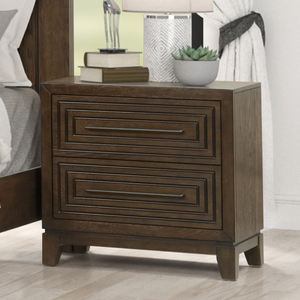 Juego de Muebles de Dormitorio Modernos de Madera Maciza - Acabado en Nogal Oscuro, Cómoda con Espejo, Mesita de Noche con 2 Cajones - Product Image 4