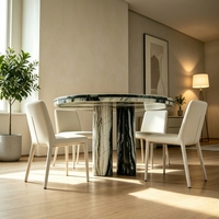 Raffinierter ovaler Esstisch aus zweiteiligem dunkelgrün-schwarzem Marmor, modernes Design, umweltfreundlich, langlebig, 4-Sitzer für gehobene Ansprüche