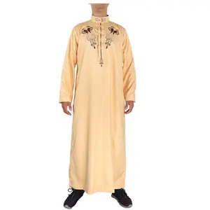 Desgaste Tradicional Iemenita 2023 Produto Quente Flower Design Pattern Men's Long Sleeve Muslim Clothing