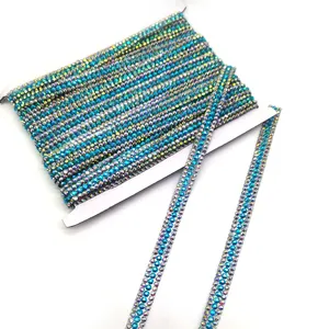 Crystal Rhinestone Turquoise and AB Ribbon Trims Rope Trimming Chain For Garment Accessory