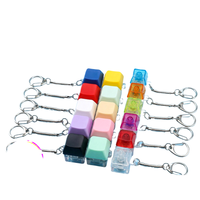 Porte-clés mécanique coloré avec interrupteur, jouet anti-stress, couleurs translucides unies, chaîne à ressort métallique, fermoir mousqueton, cadeau
