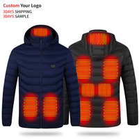 Veste en toile chauffante imperméable coupe-vent 5V USB, doudoune électrique personnalisée pour homme, vêtement thermique d'extérieur à capuche avec logo frontal