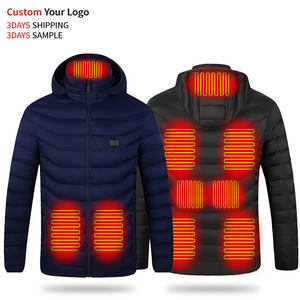 <b>Heated</b> Canvas <b>Jacket</b> Waterproof Windproof 5V USB <b>Electric</b> Puffer Coat Custom Outdoor Winter Hooded Thermal Wear Men Front Logo - Product Image 2