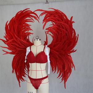 <span class=keywords><strong>Grand</strong></span> événement Plume de <span class=keywords><strong>tuba</strong></span> rouge Ailes d'ange Costume Performance Accessoires de danse Performance de danse les belles plumes de la fête - Product Image 2