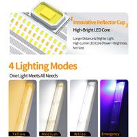 Bande lumineuse LED rechargeable 3 couleurs à intensité variable avec fixation magnétique, lampe d'urgence portable pour le camping en extérieur et la maison