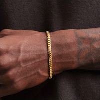 Chaînes Gourmette Miami Cubaine Étanche 5 mm pour Hommes, Plaqué Or Réel 18 Carats, en Acier Inoxydable, Bijoux Hiphop Unisexe, Bracelets pour Femmes