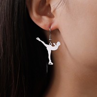 10 Stück Schlittschuhläufer-Mädchen-Anhänger aus Edelstahl, Eiskunstläufer-Charms, Tanzpose, Wintersport-Figur, DIY-Zubehör