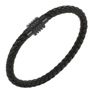 Bracciale da <span class=keywords><strong>Uomo</strong></span> dal Design Semplice in Acciaio Inossidabile con Cinturino in Pelle Intrecciato <span class=keywords><strong>Accessori</strong></span> - Product Image 3
