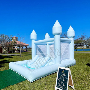 Château gonflable de videur de mariage de maison de rebond bleu clair de mini enfant en bas âge avec la fosse de toboggan de piscine de boule pour la location - Product Image 4
