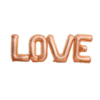 Vente en gros de ballons en aluminium en forme de lettre de 16 pouces couleur or rose je t'aime