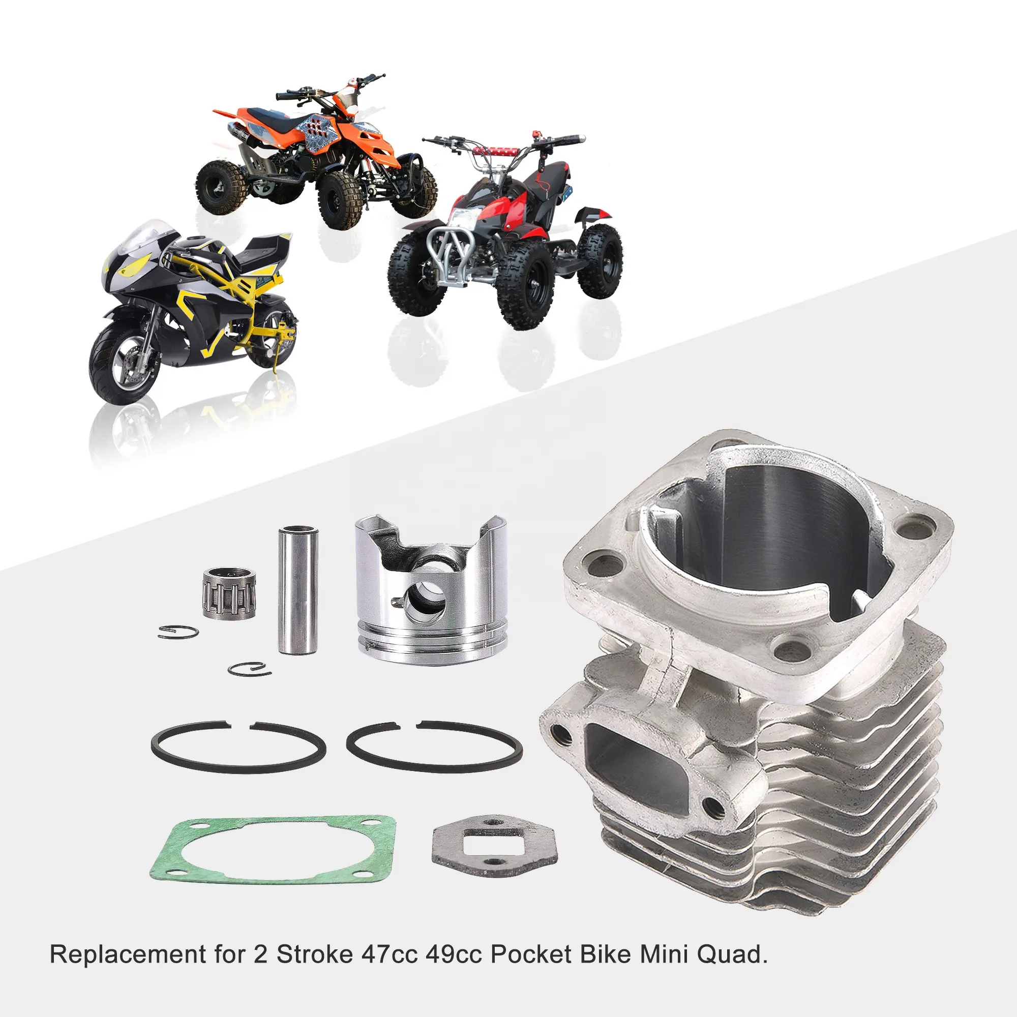 GOOFIT 40-6 Cylinder Piston Assembly Kit 40mm Replacement For 47cc 2 Stroke Engine Mini Quad ATV Pocket Dirt Bike