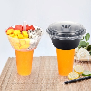 Creative Party Birthday Cinema Favor Salad Popcorn Milk Tea Cup Fruit Salad Plastic Cup With Snack Tray
