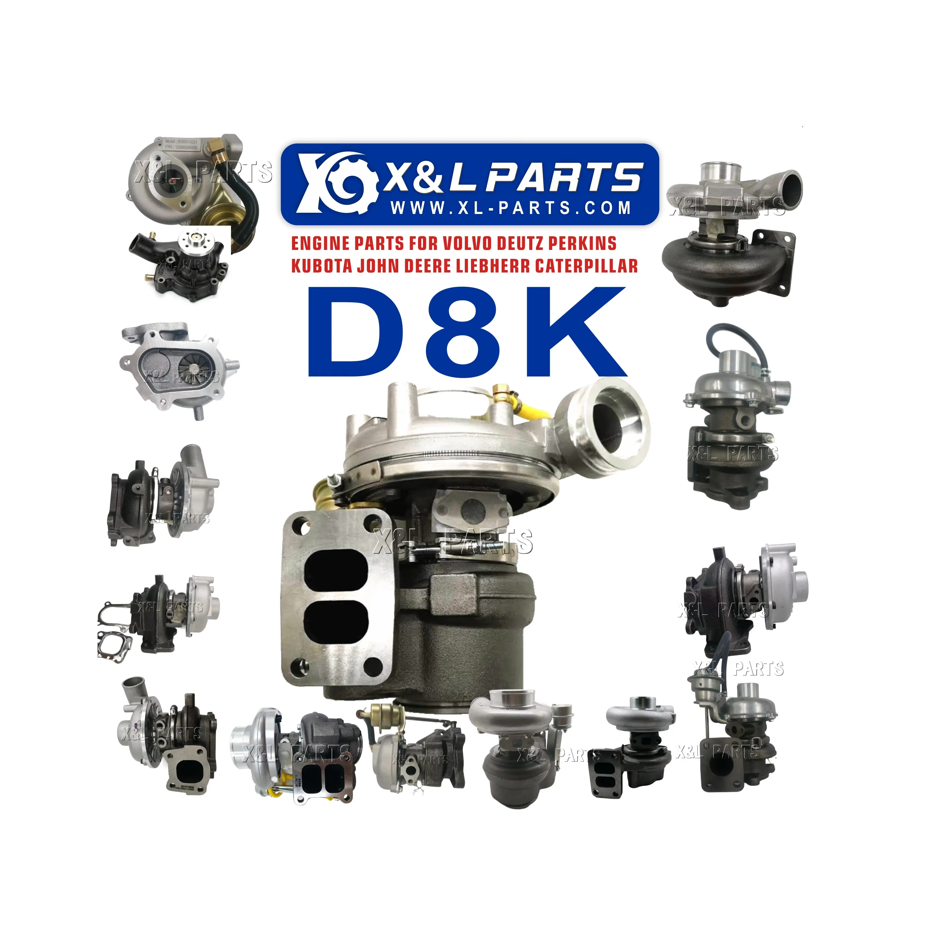 X&L Peças EC350D Motor D8K Turbocompressor para Escavadeira Volvo EC350D