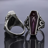 Anneau de crâne de vampire zombie zombie foncé d'oxydation d'acier inoxydable de style punk personnalisé bijoux gothiques
