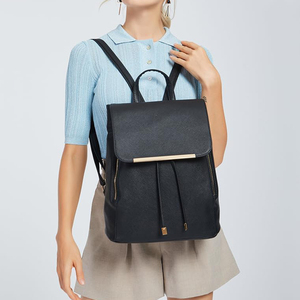 Women's Fashion PU Leather Solid Black Waterproof Closure-Free No Lining All Seasons <strong>Backpack</strong> Daypack Medium School Work Travel - Product Image 6