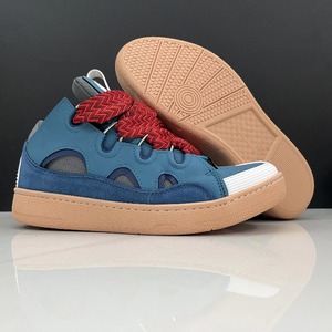 Sneakers en cuir vintage de luxe pour hommes, couleur contrastée, semelle en caoutchouc antidérapante, tendance, chaussures de skate décontractées - Product Image 5