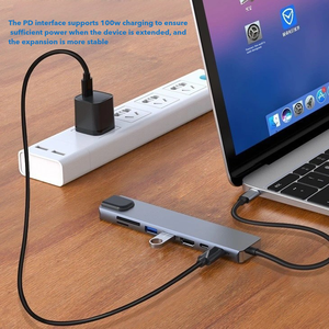 HUB USB C de carga de 100W para teléfono inteligente Computadora Acoplamiento USB 8 EN 1 - Product Image 5