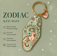Porte-clés Zodiaque Personnalisé en Métal Émaillé, Breloque Anneau Plaqué Or, Signe Astrologique, Cadeau d'Anniversaire, Vente en Gros, pour Amateurs d'Astrologie
