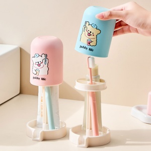 Custom Logo Cartoon Plastic Student Dormitory <b>Toothbrush</b> <b>Holder</b> Set with Desktop Drainage Mouthwash Cup and No Punching Design - Product Image 6