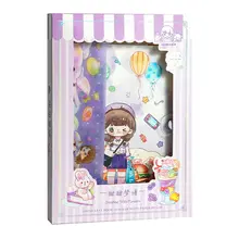 A5 A6 Kawaii Notebook Transparent PVC Cover  Kawaii Diary With memo sticker pendant ruler  Scrapbook Journal With Gift box