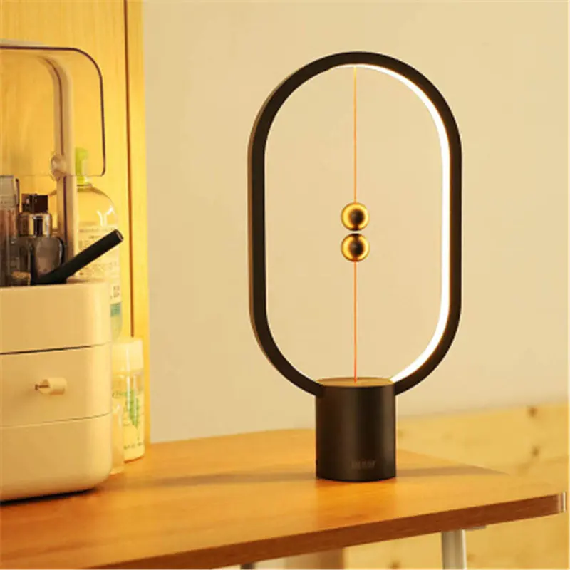 Balance Lamp Magnetic Suspension Net Red LED Table Lamp Creative Night Light Bedroom Bedside Lamp USB Battery Charging
