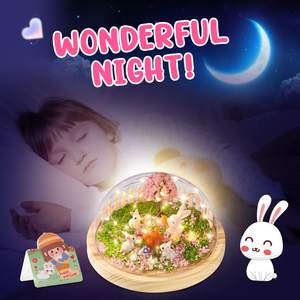 ฉากเล็กกระต่ายกระต่ายเล็กๆ<span class=keywords><strong>แครอท</strong></span>3D Led โคมไฟกลางคืนที่มีฐานไม้หัตถกรรมชุด - Product Image 6