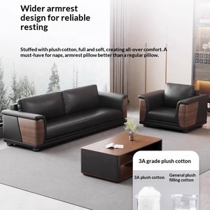 사무실 소파 커피 테이블 조합 세트 맞춤형 고탄성 폼 스펀지 심플 모던 가죽 비즈니스 보스 회의실 - Product Image 2