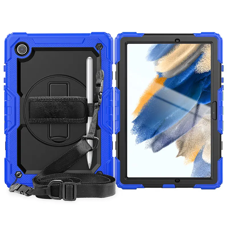 Casing silikon tahan guncangan, sarung HP silikon untuk Samsung Galaxy TAB A8 10.5 2021 SM-X200 tali bahu