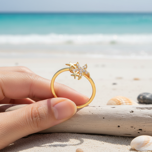 Diseño de estrella de mar Estilo minimalista Forma de estrella Linda Anillo de racimo de plata Venta al por mayor Joyería de plata esterlina 925 turca - Product Image 3