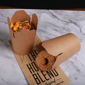 SenAng05 Ciotola per Pasta in Carta Kraft Ecologica Personalizzabile Best Seller Stile Cartella Goffrata Capacità 24 Once per Sushi e Riso - Product Image 5