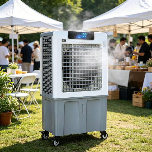 18000m³/h Mobile Evaporative Air Cooler 3 Speed Adjustable Water Cooling Fan for Commercial Workshop Catering & Outdoor Cooling