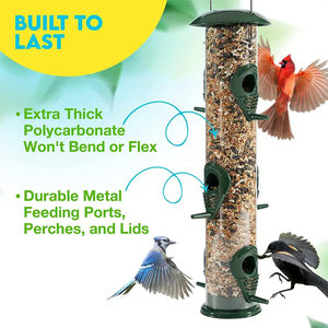 Petdom Mangeoire pour oiseaux sauvages en plastique pour jardin extérieur Tube en plastique suspendu Mangeoire pour oiseaux transparente - Product Image 2