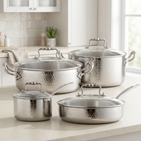 Ensemble de casseroles et poêles en acier inoxydable 316 personnalisé, style américain, durable, facile à nettoyer, pour soupes, lait et fritures, compatible induction, pour la cuisine