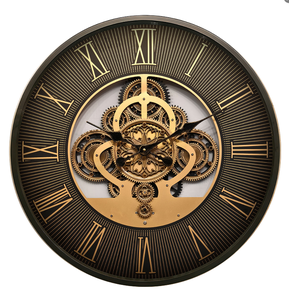<span class=keywords><strong>Orologio</strong></span> da Parete Decorativo Nautico Steampunk con Ingranaggi in Metallo Dorato e Nero, Mappamondo, al Quarzo, per Soggiorno - Product Image 6