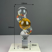Ornement en verre abstrait coloré en forme d'orbite, figurine créative en boules empilées, artisanat d'intérieur de luxe pour hall d'hôtel et salon