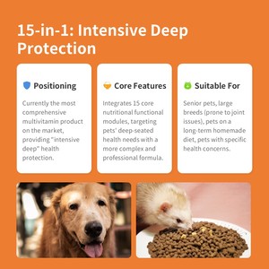 Integratori Multivitaminici per Cani e Gatti Anziani, Supporto Immunitario, Salute di Pelle e Pelo, Senza Cereali, 15 in 1 - Product Image 3