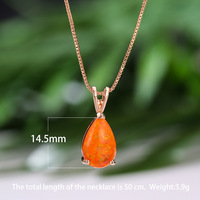 YIREPIN Kalung Liontin Opal Tetesan Air Perhiasan Opal Api Rantai Kotak Berlapis Emas 18K untuk Wanita