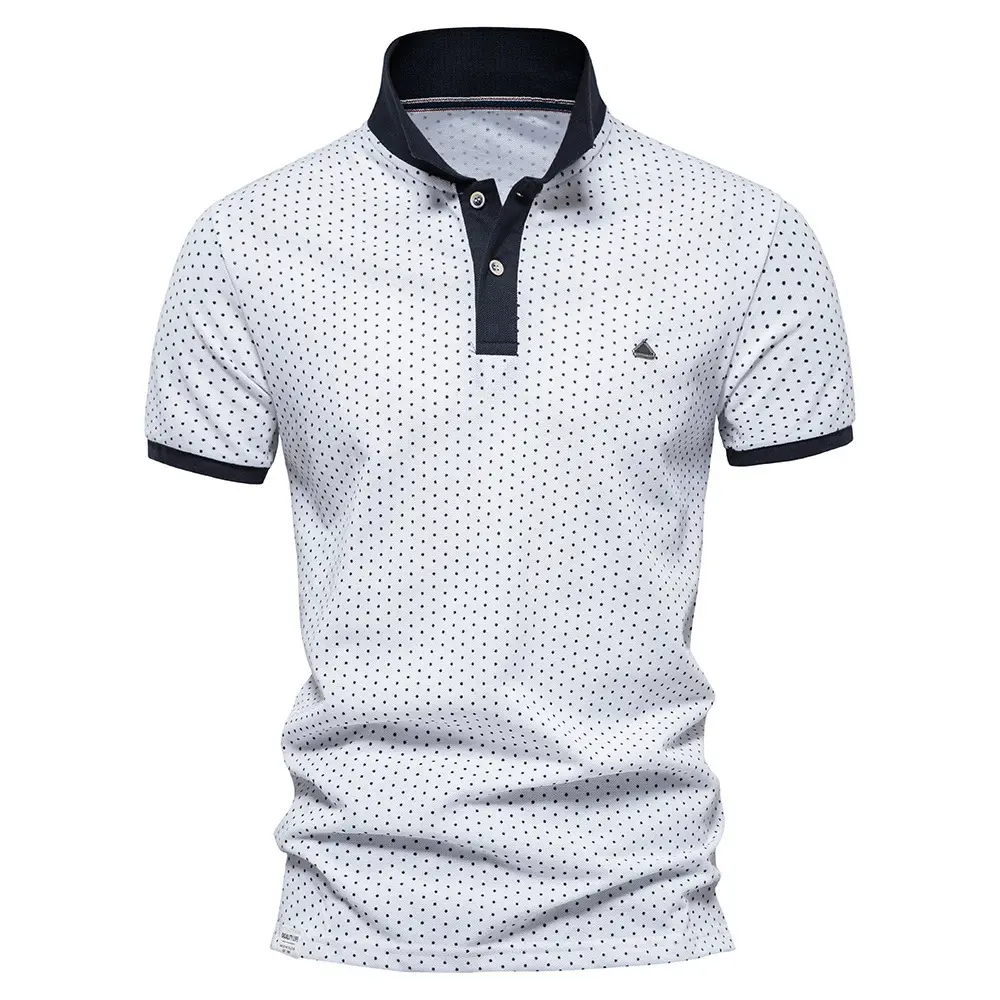 New Summer Man Polo Shirt Dot Print Lässige Herren hemden Kurzarm Hohe Menge Kleidung Herren T-Shirt C14361