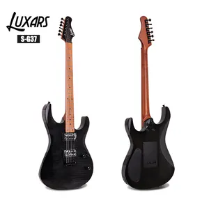 Yeni Luxars alder vücut alevli akçaağaç kaplama yuvarlak fret end kavrulmuş akçaağaç boyun yüksek dereceli elektrik gitar ile H-H alnico pickup