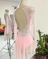 Robe de Danse Lyrique de Compétition Pole Dance Luxe Effet Scintillant Couleur Unie Personnalisable Costume de Danse Lyrique Ballet