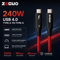 Câble USB4 PD 240W 8K/60Hz 40 Gbps en alliage d'aluminium tressé compatible Thunderbolt 3/4 pour ordinateur portable, moniteur, VR