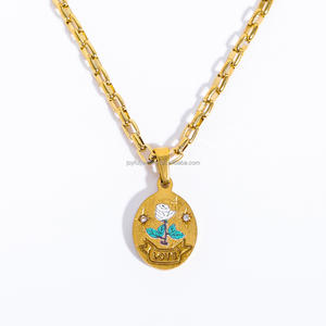 Livraison rapide 18k Or Classique Fleur Amour Pendentif Collier Ninkel Couleur Libre Peinture <span class=keywords><strong>Tarot</strong></span> Divination Collier - Product Image 6