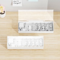 Boîte de rangement pour câbles avec couvercle, transparente, pour accessoires électroniques, avec séparateurs réglables, anti-poussière, pour cordons, tiroir de bureau