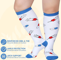 Chaussettes de compression en coton personnalisées pour infirmières, respirantes, extensibles, hauteur genou, tendance, pour femmes, usage quotidien
