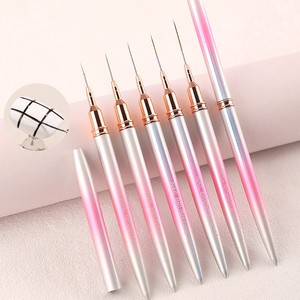 Ensemble de pinceaux à liner pour ongles Kolinsky 7/9/12/15/20 mm, manche en métal rose, pinceaux pour peinture au gel UV 3D pour manucure - Product Image 1