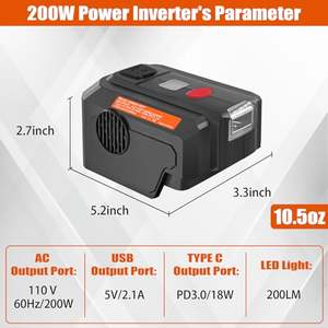 Pour générateur <span class=keywords><strong>d</strong></span>'onduleur BLACK + DECKER, adaptateur <span class=keywords><strong>d</strong></span>'onduleur <span class=keywords><strong>d</strong></span>'alimentation <span class=keywords><strong>Portable</strong></span> 200W pour batterie Li-ion B & <span class=keywords><strong>D</strong></span> 36V/40V MAX - Product Image 4