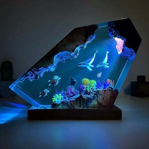 Wholesale Custom Epoxy Resin Wood Crafts Turtle Whale Marine Animal Ornament Home Bedroom Desk Decor Ocean Theme Bulk OEM ODM