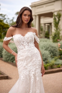 Nouvelle Arrivée Robe de Mariée Sirène en Dentelle Brodé, Col Cœur, Sans Bretelles, avec Longue Traîne - Product Image 3