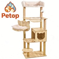 Petop Arbre à chat moderne et minimaliste avec griffoir intégré, design capsule spatiale, en panneau de densité, pour salon